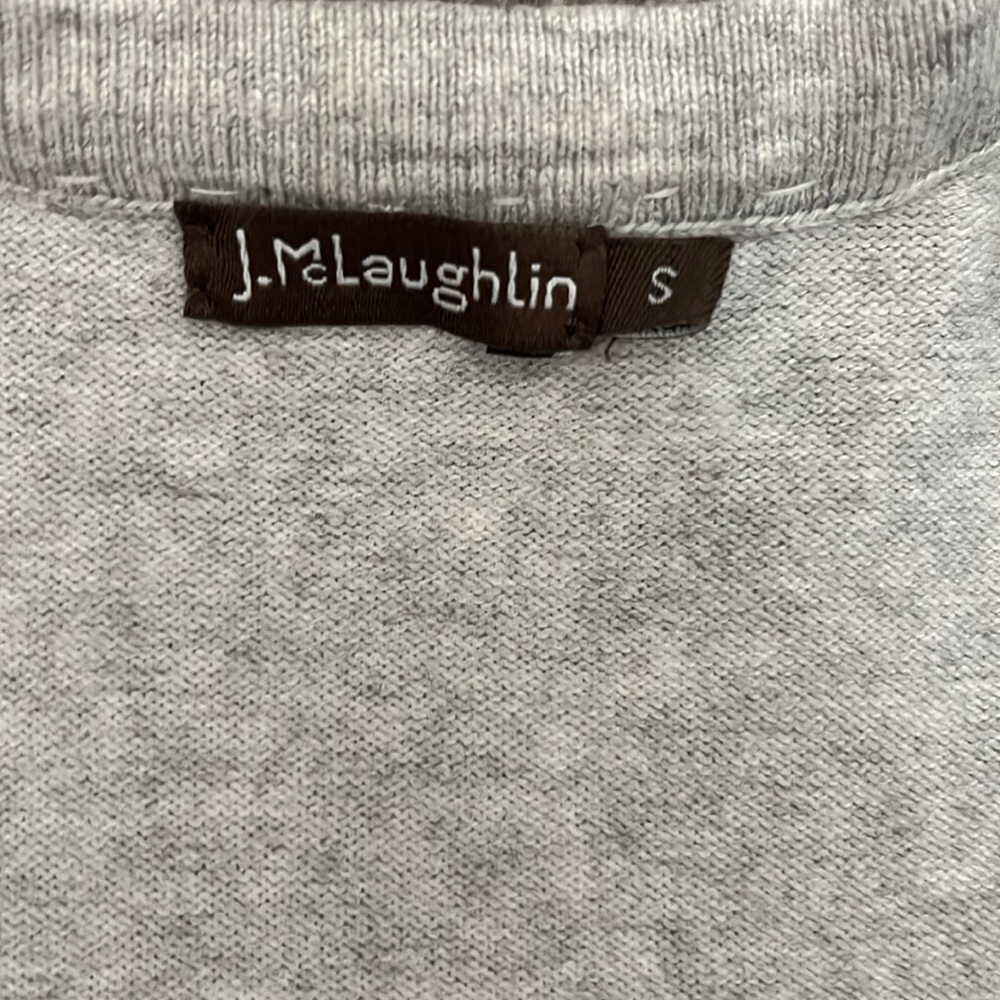 J. McGlaughlin Gray Cotton Blend Gold Chain Detail Cardigan Size Small - Picture 5 of 8